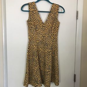 Mustard yellow and navy printed dress!